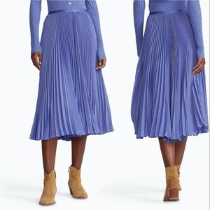 Polo Ralph Lauren Pleated Georgette Midi Skirt in Cornflower Blue